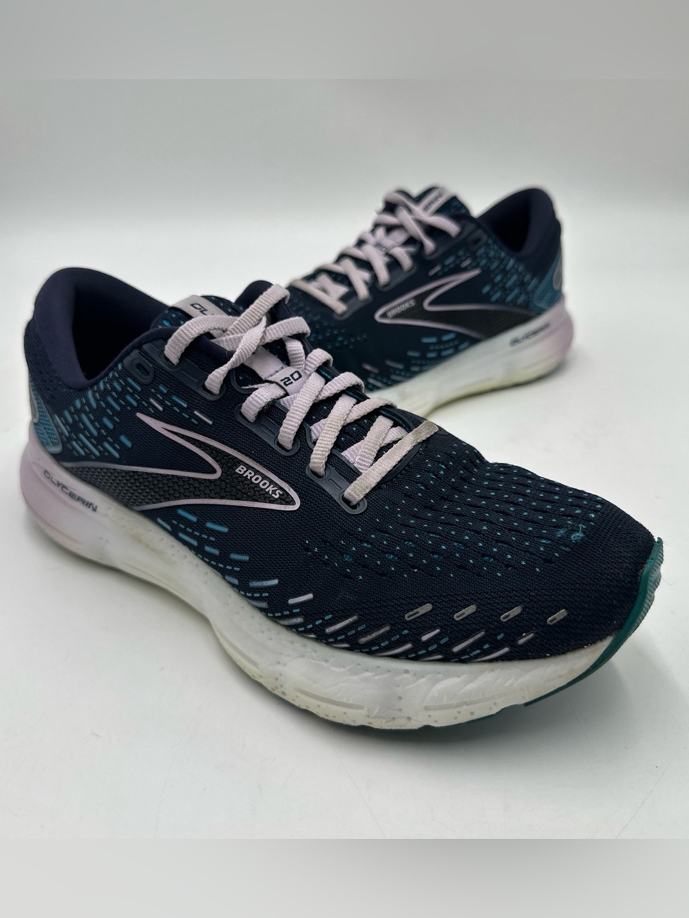 Brooks Glycerin 20 Womens 9 B Peacoat Navy Blue Running Shoes 1203691B499
